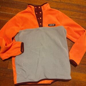 Lands End Fleece kids size 10/12 vibrant orange color block